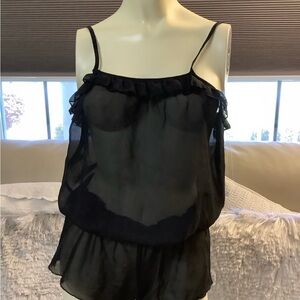 Black Sheer Ruffle Camisole